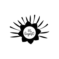 Naklejka premium India independence day design with flower and burst icon, silhouette style