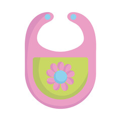 baby shower, bib with flower clothes, announce newborn welcome isolated design icon