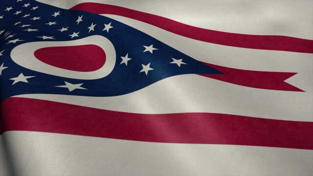Flag of Ohio video waving in wind. Realistic US State flag background