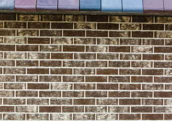 Fototapeta na wymiar red brick wall house roof details closeup