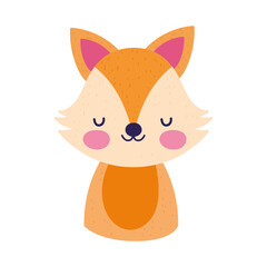 cute fox little animal cartoon isolated design icon