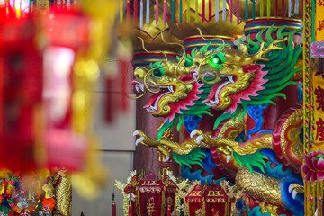 Fototapeta na wymiar Dragon in Chinese new year in China town