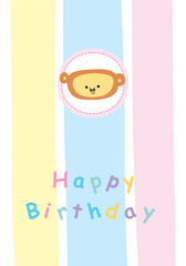 cute monkey happy birthday greeting card vector