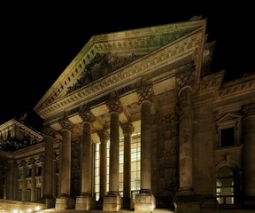 Bundestag parliament at night in Berlin