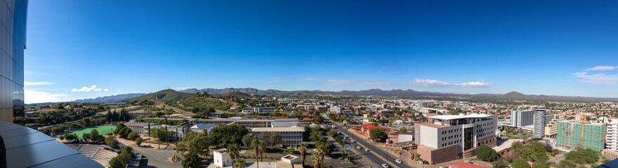Fototapeta na wymiar Skyline of Namibia's capital Windhoek with a cloudy sky