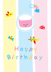 cute pig happy birthday greeting card vector