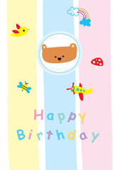 cute teddy bear happy birthday greeting card vector