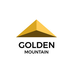 Golden mountain logo. Icon vector.