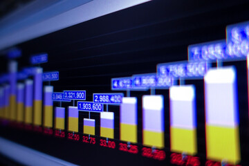 Stock exchange market graph on screen monitor. Economic and financial concept.
