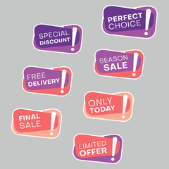 Set of sale stickers. Colorful abstract design.