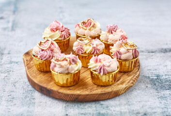 cupcake on a wooden board