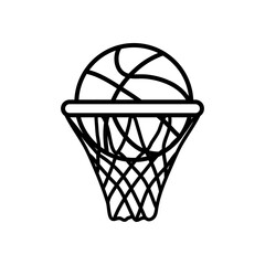 basketball hoop with ball icon, line style