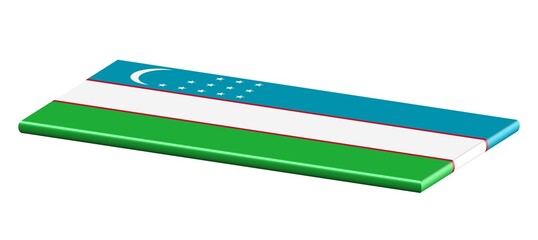 3D FLAT THIN NATIONAL FLAG WITH CURVED EDGE : UZBEKISTAN