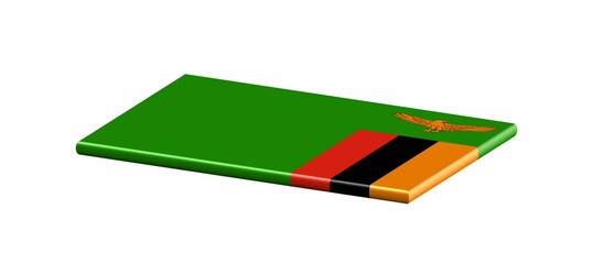 3D FLAT THIN NATIONAL FLAG WIHT CURVED EDGE : Zambia