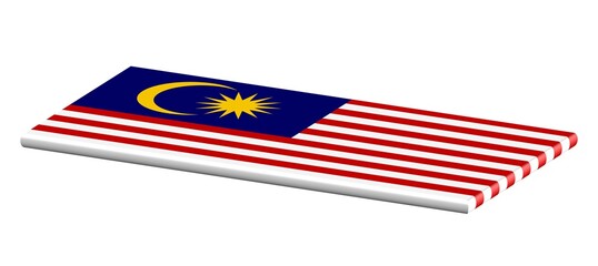 3D FLAT THIN NATIONAL FLAG WIHT CURVED EDGE : Malaysia