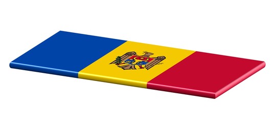 3D FLAT THIN NATIONAL FLAG WIHT CURVED EDGE : Moldova