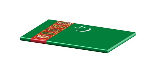 3D FLAT THIN NATIONAL FLAG WIHT CURVED EDGE : Turkmenistan