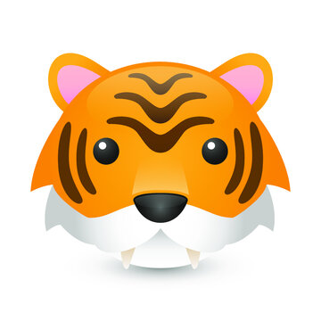 Tiger Asia Animals Emoji Illustration, Face Vector Design Art