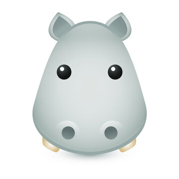 Hippopotamus Safari Animals Emoji Illustration, Face Vector Design Art