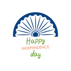 Ashoka chakra and india independence day lettering design, flat style