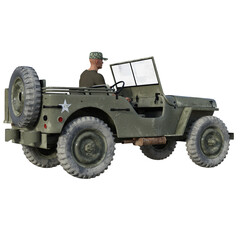 3D rendered Soldier Driving Military Vehicle On White Background - 3D Illustration