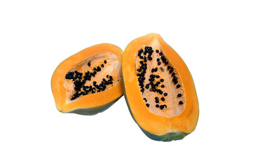 Ripe papaya isolated on white