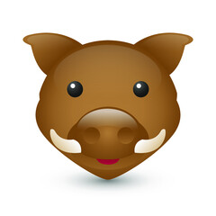 Wild Pig Boar Forest Mountain Animals Emoji Illustration Face Vector Design Art 