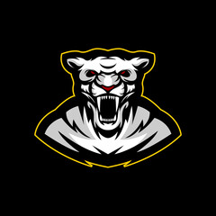 white tiger e sports logo mascot vector illustration