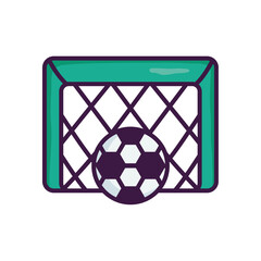 soccer ball and goal gate icon, line color style