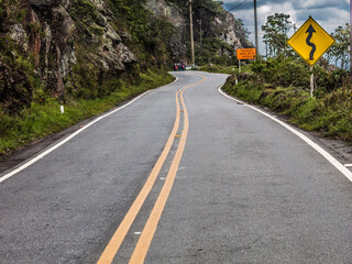 road sign on a mountain road