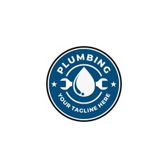 Plumbing logo template with retro or vintage style