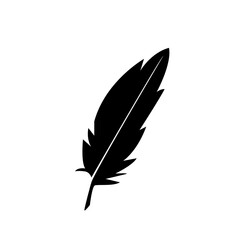feather icon on white background. writing quill feather pen. nib sign. black feather symbol.