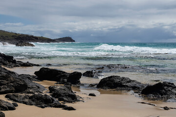 rocks, beach and sea