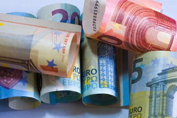 multiple euro banknotes