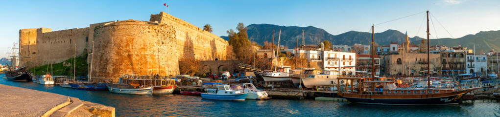 Medieval castle and harbor view in Kyrenia