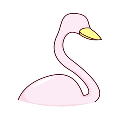 Pink swan cartoon icon isolated on white background