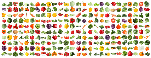 Set of fresh ripe vegetables on white background. Banner design