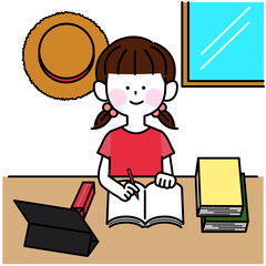 夏休みの宿題を頑張る子ども