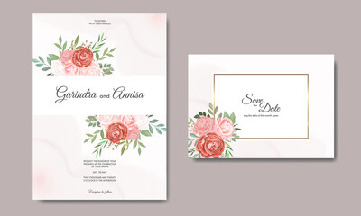 Fototapeta na wymiar Beautiful floral wedding invitation card template premium Premium Vector