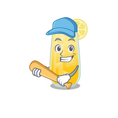 Attractive screwdriver cocktail caricature character playing baseball