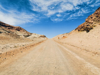 Dirt road to the Mars Valley, also known as Death Valley, Atacama Desert, San Pedro de Atacama, Antofagasta, Chile
