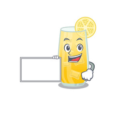 Cartoon character design of screwdriver cocktail holding a board