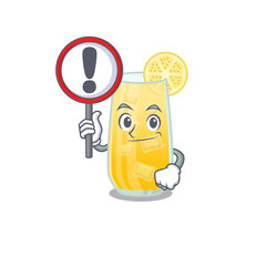 A cartoon icon of screwdriver cocktail with a exclamation sign board