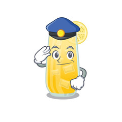 Police officer cartoon drawing of screwdriver cocktail wearing a blue hat