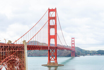 Landscape view of the Golden Gate Bridge.