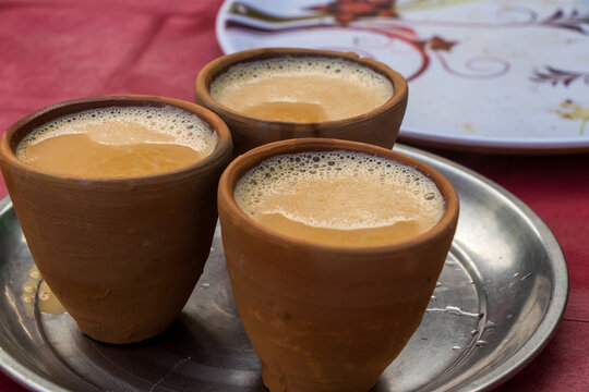 Tea Served In A Traditional Mud Cup In India