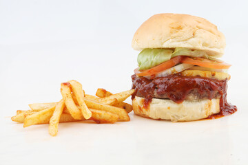 burger with fried potato