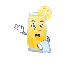 A cartoon picture of screwdriver cocktail waiter with a white napkin