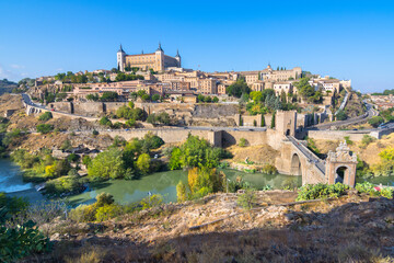 Panoramic view of Toledo city from San Servando Castle viewpoint , Toledo - Spain