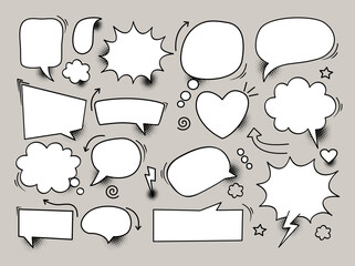 Fototapeta premium A set of comic speech bubbles and elements ,Comic dialog empty cloud, space text